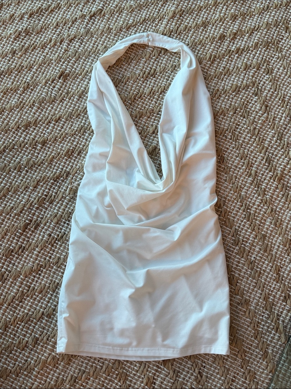 superdown White Backless Draped Halter Mini Dress